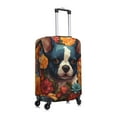 thumbnail image 3 of Daiia Cute Colorful Flower French Bulldog Luggage Cover, Thickened Washable Travel Luggage Covers, Elastic Unique Baggage Covers for 18-20 inch Luggage-Medium, 3 of 9