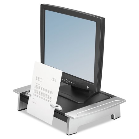 UPC: 0043859504596 | Fellowes Monitor Riser Plus 19 7/8 x 14 1/16 x 6 1/2 Black/Silver 8036601