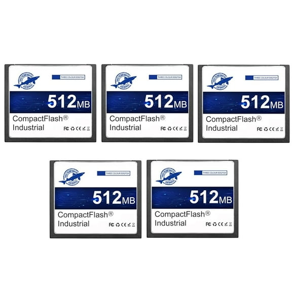 Dogfish 512MB Compact Flash Memory Card 5 Pack High Performance Industrial CF Type I Card FAT16 for Industrial Equipment and Vintage Digital Cameras