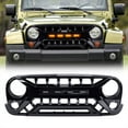 thumbnail image 1 of AMERICAN MODIFIED Armor Grille 07-18 Jeep Wrangler JK w/ Amber LED, Glossy Black, 1 of 8
