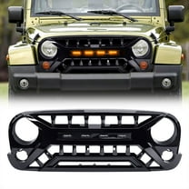 AMERICAN MODIFIED Grille 07-18 Jeep Wrangler JK w/ Amber LED, Glossy Black
