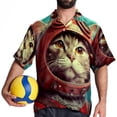 thumbnail image 4 of Retro Cat Men's Short Sleeve Spread Collar Tops, Casual Button Down Shirts, Printed Summer Beach Shirts, Unisex, 4 of 6