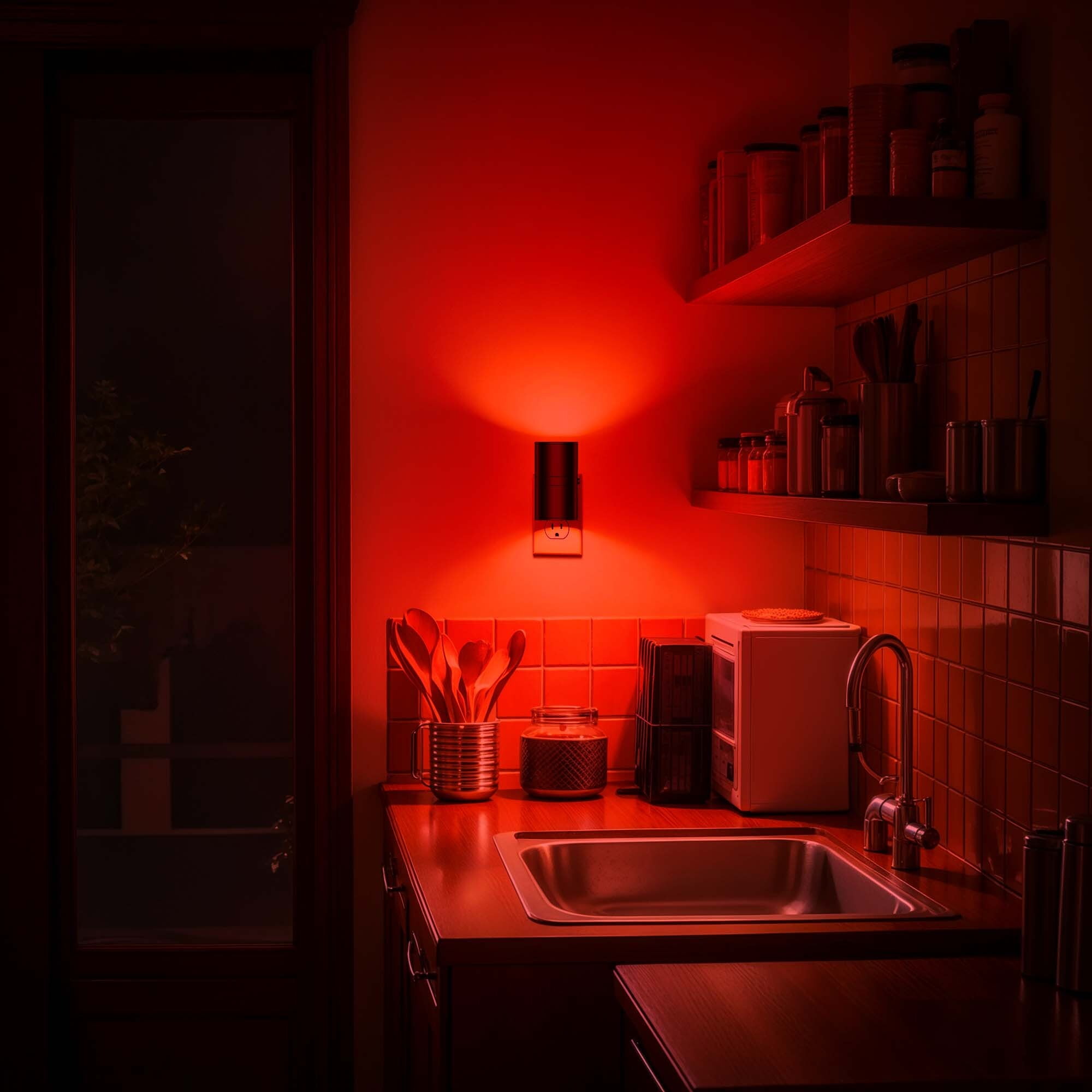 LOHASLED 2 Pack Black Dimmable Red LED Night Light with Light Sensor, Plug In