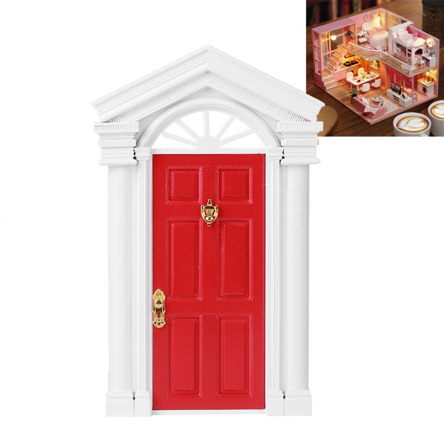 Mini Puerta De Abedul De Madera Para Casa De Muñecas 1:12, Apertura De Puerta De Abedul De Madera De Hadas Pequeña Con Accesorios Para Casa De Muñecas