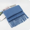 thumbnail image 2 of BWASD Scarf for Women Men Solid Color Lightweight Large Blanket Soft Warm Wrap Shawl with Fringe Fashion Blanket Scarves Gifts Winter Spring Blue, 2 of 5