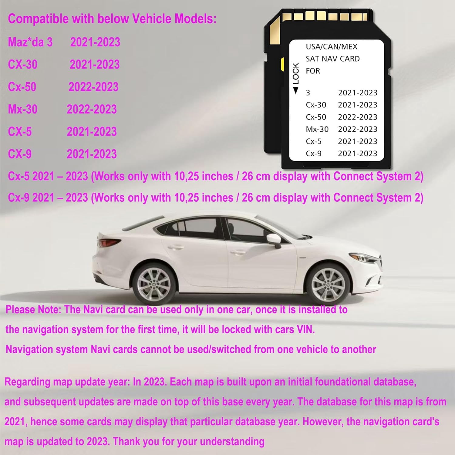 Latest Navigation Memory SD Card Compatible with MZD 3(2021-2023), Cx30(2021-2023), Cx50(2022-2023),Mx30(2022-2023),Cx5(2021-2023), Cx9(2021-2023),(NAVISD2123)