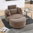 thumbnail image 2 of Swivel Accent Barrel Chair with Storage Ottoman, 39"W Oversized Swivel Chair with Large Moon Storage Ottoman & 4 Pillows, Chaise Lounge Chair Circle Swivel Barrel Chairs Barrel Sofa Club Lounge Chair, 2 of 7