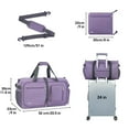 thumbnail image 5 of Foldable Travel Duffel Bag Carry On 40L with Shoes Compartment Overnight Weekender Waterproof Gym Shoulder Bags for Men Women, Purple, 5 of 6