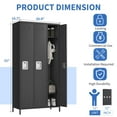 thumbnail image 2 of 72" Metal Lockers for Employees with 3 Door, Black Metal Storage Cabinet with 9 Hooks, Industrial Locker, Assembly Required, for Gym, School, Classroom, Home, Office, Industrial, 2 of 7