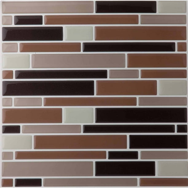 Achim Magic Gel Beige Self Adhesive Vinyl Backsplash Wall Tile 9.125x9