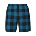 thumbnail image 4 of Lsque Mens Swim Trunks Blue Black Plaid Pattern - Bathing Suit Compression Liner - Beach Swim Shorts Swimwear - (S-3XL) - Stretch Quick Dry -Small, 4 of 9