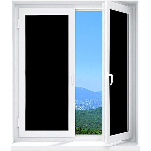 Arthome Película Decorativa para Ventanas Película de Privacidad para Ventana Vinil para Vidrio Negro Opaco