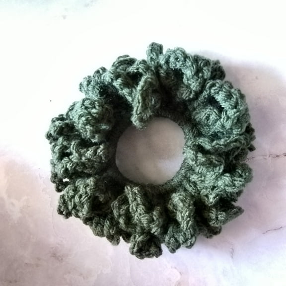 Nylo & Co. Crochet Scrunchies in Olive Green - Hair Accessories - Set of 2