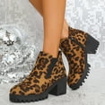 thumbnail image 2 of Womens Leopard Platform Boots Fashion Winter Fall Casual Suede Chunky High Heel Slip on Dress Ankle Booties, 2 of 6