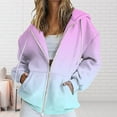 thumbnail image 2 of Womens Fashion Tops Hoodies Fall Jacket Oversized Pocket Casual Zipper Track Jacket Solid Color Long Sleeve Sweatshirt Hoodies & Sweatshirts Polyester Pink Size S-3Xl Fall Sweatshirts For Women, 2 of 5