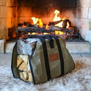 WHITEDUCK TUFF Large Firewood Carrier 21 Oz. Heavy Duty Waxed Canvas Log Carrier Holder for Fireplace, Carrying Wood Indoor & Outdoor (Diamond ())
