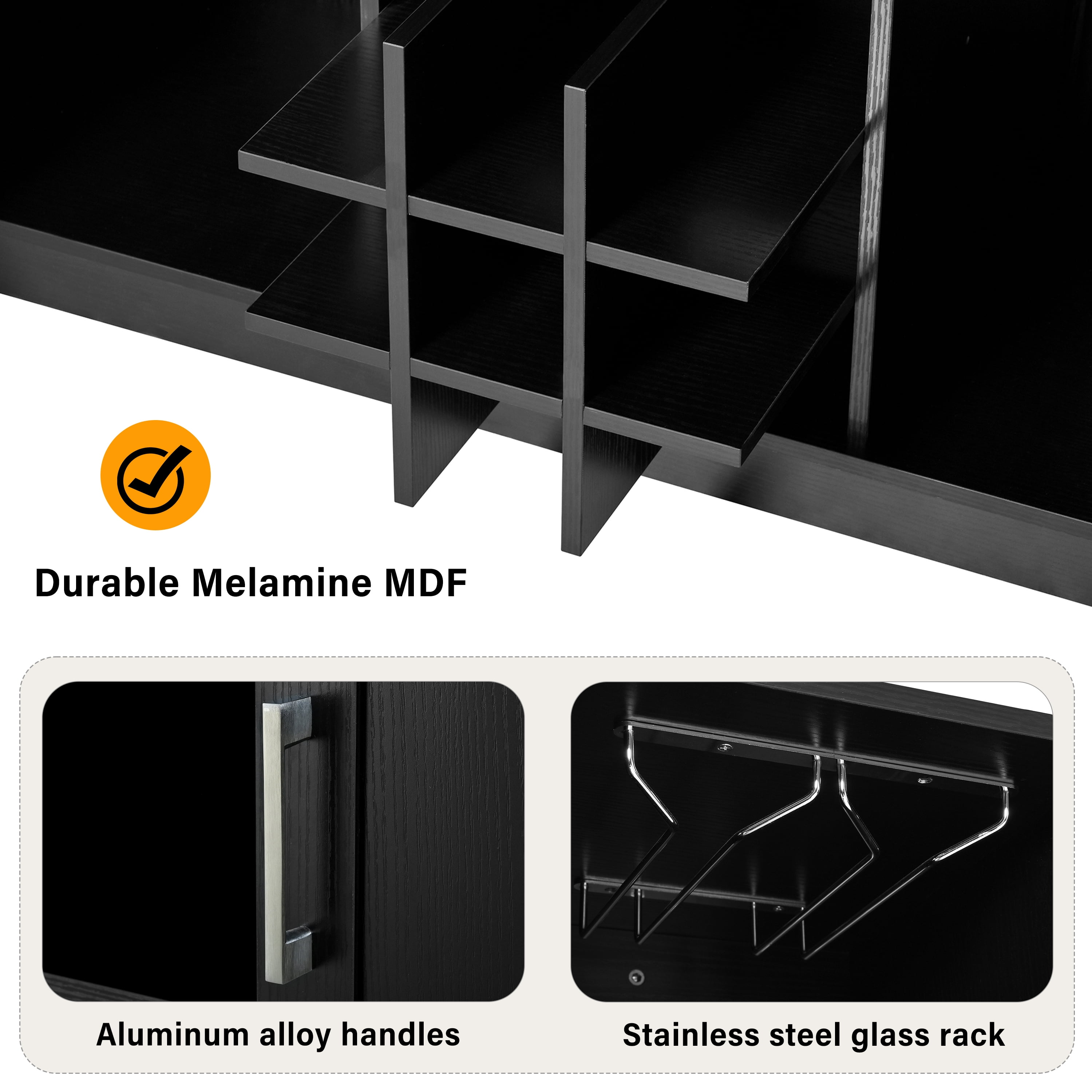 Mintazer Kitchen Island Bar Cabinet with Foldable Top & Power Outlet, Storage Freestanding Counter Wine Station with Wine Rack & 2 Door, Black (Chairs Not Included)