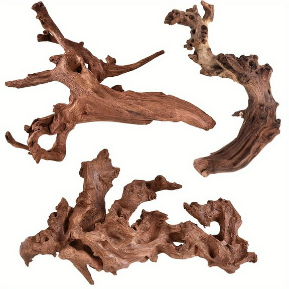FANRUINA Aquarium Driftwood For Fish Tank 3pcs Natural Sinking Wood Decor
