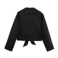 thumbnail image 3 of Wutalume Women's Fashion Long Sleeved Solid Color Double Layer Collar Soft Coat, Belted Short Trench Jacket for Casual and Office Wear in All Seasons,Black S, 3 of 3
