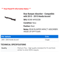 thumbnail image 2 of Rear Bumper Absorber - Compatible with 2013 - 2015 Honda Accord 2014, 2 of 2