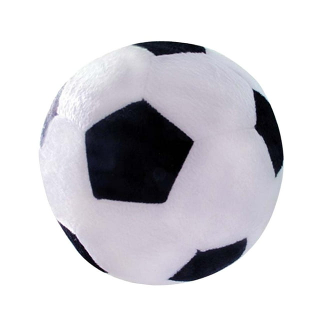 Peluche de balón de fútbol de 17 cm, almohada de peluche, suave para regalo. blanco negro