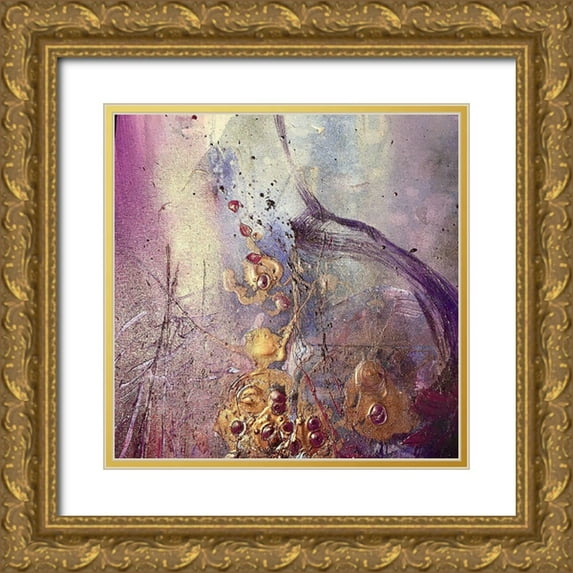 Ehret, Andrea 26x26 Gold Ornate Wood Framed with Double Matting Museum Art Print Titled - Purple Blossoms