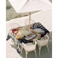 thumbnail image 3 of 54x80 Inch Outdoor Tablecloth with Umbrella Hole Zipper Rectangle Retro Rooster Rectangular Tablecloths Outside Waterproof Pastoral Animals Watercolor Patio Table Cloth Cover for Picnic Party, 3 of 8