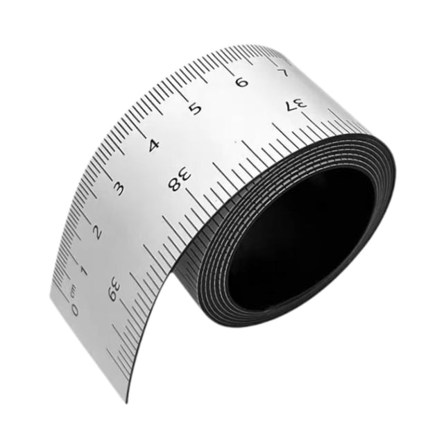 Regla flexible con cinta métrica, herramienta de diseño en pulgadas y centímetros, protector ligero y tira de borde para mesa de manualidades. blanco