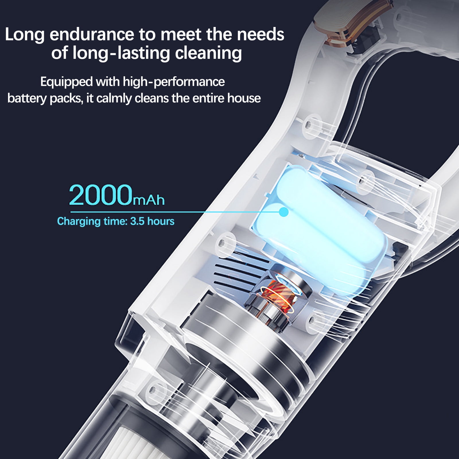 PHIGZNT Cordless Vacuum Cleaner, 500W Powerful Suction Stick Vacuums with 60min Runtime Lightweight Handheld Vacuums for Pet Hair, Home, Car White One Size