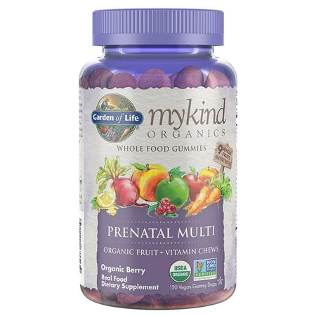 Garden of Life Mykind Organics Prenatal Gummy Multi, Berry, 120 Organic Fruit Chews