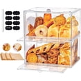 thumbnail image 1 of Large Clear Bread Box for Countertop 4 Layers Bread Container Clear Acrylic Bread Box Large Bread Bin Bread with 50 Bread Paper Boxes for Kitchen Counter Bread Cake Bagel Muffins, 1 of 7