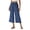 DARKBLUE, variant on TEMOFON Womens Pants Summer Capri Pants Waisted Drawstring Linen Pants Women Wide Leg Casual Pants with Pockets S