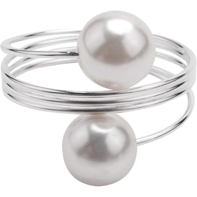 Wobekuy 12 Pieces Pearl Napkin Buckle Hoop Napkin Rings Circle Napkin Holder for