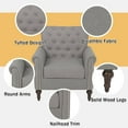 thumbnail image 3 of Living Room Chairs Modern Accent Linen Fabric Arm Chair Comfy Upholstered Tufted Club Single Sofa Light Gray, 3 of 10