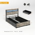 thumbnail image 7 of Miniyam Full Size Metal Bed Frame with Storage Drawers, Headboard with Charging Station & LED Lights, Noise-Free Platform Bed, Gray, 7 of 7
