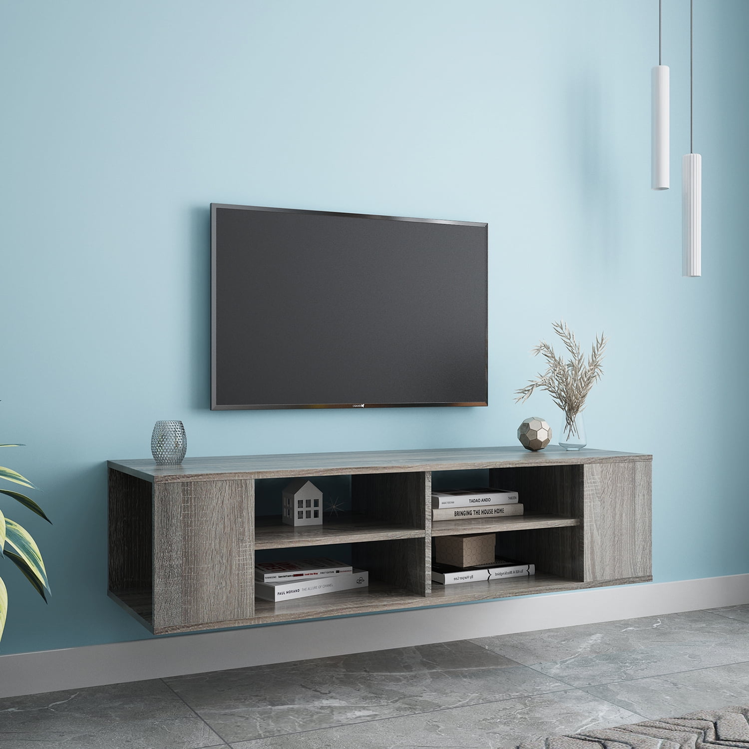 Kepooman Wall Mounted Media Console for Living Room, TV Stands for 50 Inch TV for Dining Room with Height Adjustable, Floating TV Stand Component Shelf for Bedroom, Walnut Kepooman Wall Mounted Media Console for Living Room, TV Stands for 50 Inch TV for Dining Room with Height Adjustable, Floating TV Stand Component Shelf for Bedroom, Walnut