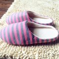 thumbnail image 1 of Striped Cloth Bottom Couples Warm Slippers Non Slipping Shoes for Men & Women, 1 of 5