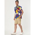thumbnail image 4 of Unique Bargains Men's Irregular Geometric Short Sleeve Button Down Shirts Blue XXL, 4 of 6