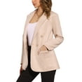 thumbnail image 4 of INSPIRE CHIC Faux Suede Blazer for Women's Dressy Lapel Collar Double Breasted Suit Jacket M Beige, 4 of 5