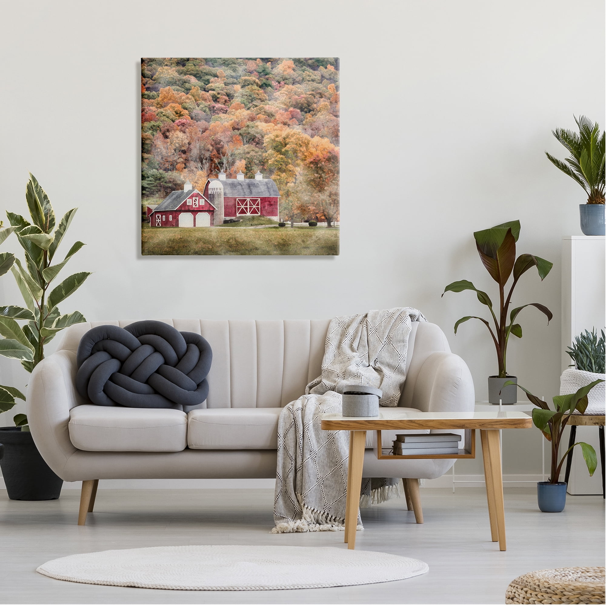 Stupell Industries Barn in Autumn Scene Nature Painting Gallery Wrapped Canvas Print Wall Art, 30 x 30