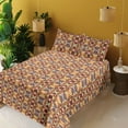 thumbnail image 2 of Ambesonne Tribal Fitted & Flat Sheet with Shams 4 Pcs Set, Mosaic Look Squares Ethno, Full, Yellow Green Vermilion, 2 of 5