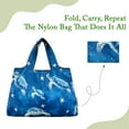 thumbnail image 4 of Wrapables Large & Small Foldable Tote Nylon Reusable Grocery Bags, Set of 2, Astro Turtles, 4 of 7