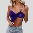 thumbnail image 2 of Alun Womens V-Neck Sleeveless Camisole with Built in Bra Summer Casual Spaghetti Strap Basic Tank Tops Plus Size Pure Color Seamless Cozyt Stretch Tight Cami 2-Dark Purple XL, 2 of 8