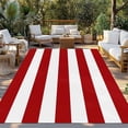 thumbnail image 3 of Fsddascl Red Stripes Outdoor Rug for Patio/Deck/Porch, Non-Slip Large Area Rug 5 x 8 Ft, Simple Red White Texture Indoor Outdoor Rugs Washable Area Rugs, Reversible Camping Rug Carpet Runner, 3 of 5