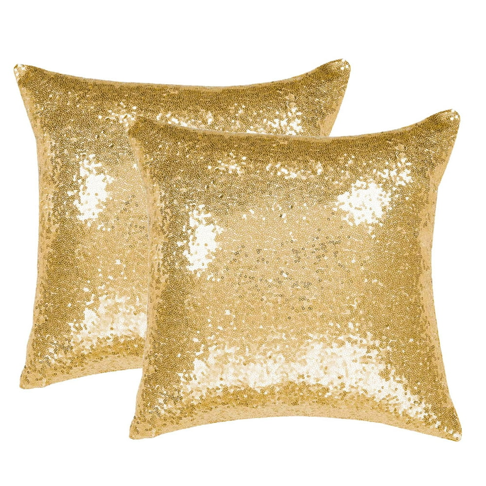 Unique Bargains Contemporary Throw Pillow, 18" x 18", Gold, 2Pieces