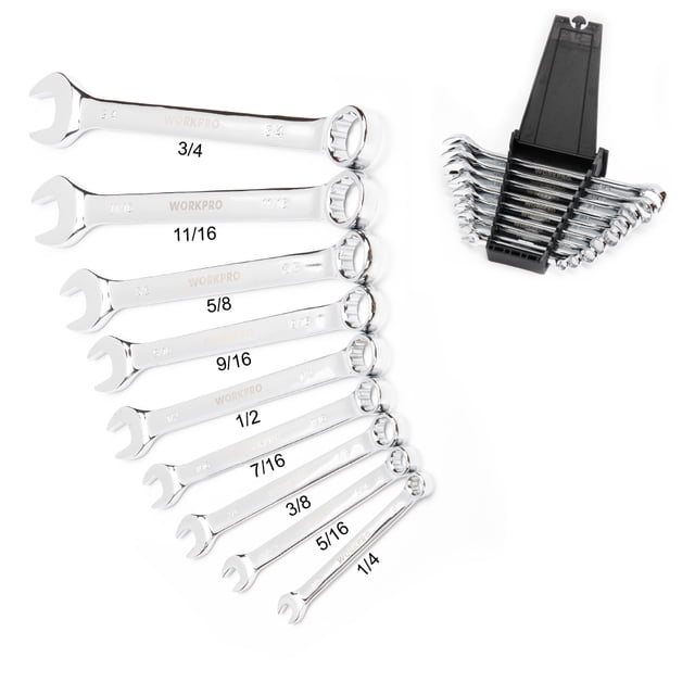 WorkPro SAE Combination Wrench Set with Organizer- 9 Piece
