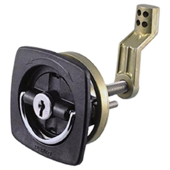 0931DP1BLK Flush-Mount Locking Latch, Black plastic and chrome plated zinc alloy By Perko