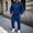 Blue, variant on Liuinsasek Men's 2 Piece Sweatpants Set Winter Solid-Color Hooded Long-Sleeve Sweatshirt and Pocketed Tapered Sweatpants Fashionable Casual Sportswear