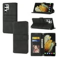 thumbnail image 1 of for Samsung Galaxy S22 Ultra 5G Flip Case, PU Leather Folio Flip with Design Card Slots Wrist Strap Shockproof Kickstand Magnetic Protective Girls Cover for Samsung S22 Ultra, Black, 1 of 6