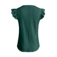 thumbnail image 3 of Moxiu Baby Doll Tops for Women 2025,Womens Summer Tops Crewneck Eyelet Ruffle Sleeve Blouses Elegant Dressy Casual Babydoll Shirts Green,L, 3 of 7